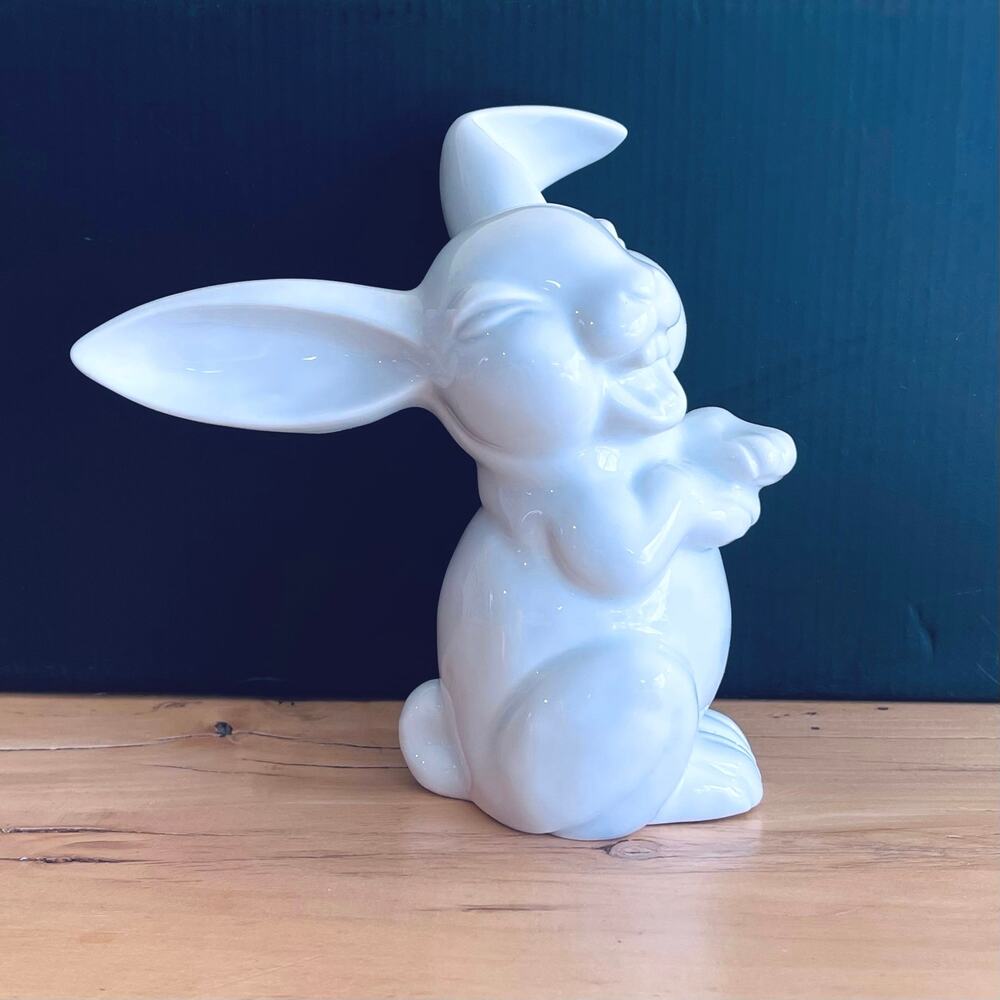 Figurine Vtg Rabbit Rosenthal Laughing Hare Germany 5.25" Bunny Porcelain White
